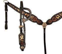 Hair On Cowhide Headstall and Breast Collar Sets